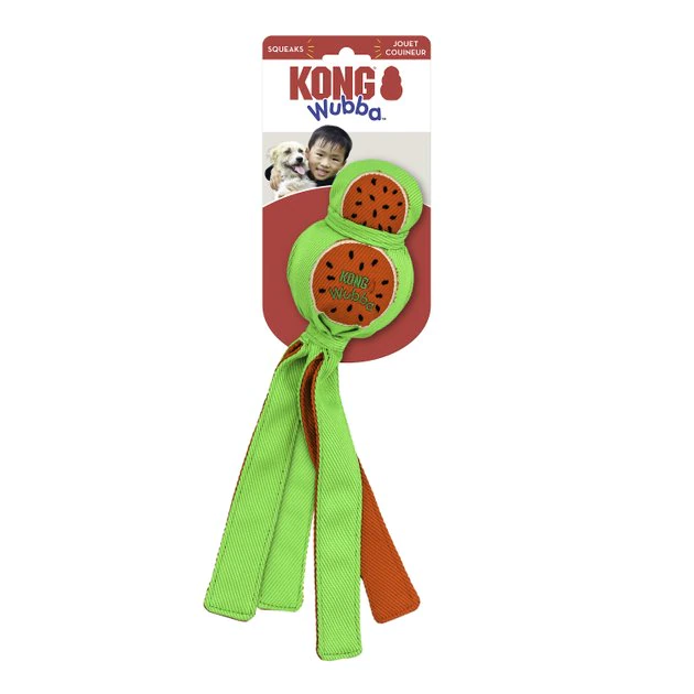 KONG Wubba Ballistic Watermelon Squeaky Plush Dog Toy, Large 4 KONG Wubba Ballistic Watermelon Squeaky Plush Dog Toy, Large - Image 2