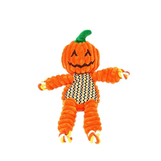 KONG Halloween Floppy Knots Pumpkin Squeaky Plush Dog Toy, Small/Medium 3 KONG Halloween Floppy Knots Pumpkin Squeaky Plush Dog Toy, Small/Medium