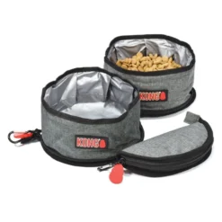 KONG Fold-Up Dog Bowl, Red & Black, Small
