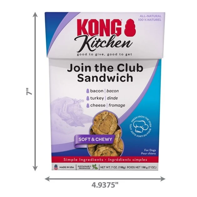 KONG Kitchen Join The Club Sandwich Grain-Free Bacon, Turkey & Cheese Chewy Dog Treats, 7-oz box 5 KONG Kitchen Join The Club Sandwich Grain-Free Bacon, Turkey & Cheese Chewy Dog Treats, 7-oz box - Image 3