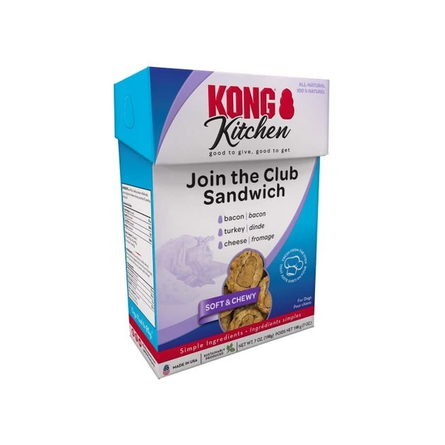 KONG Kitchen Join The Club Sandwich Grain-Free Bacon, Turkey & Cheese Chewy Dog Treats, 7-oz box 6 KONG Kitchen Join The Club Sandwich Grain-Free Bacon, Turkey & Cheese Chewy Dog Treats, 7-oz box - Image 4