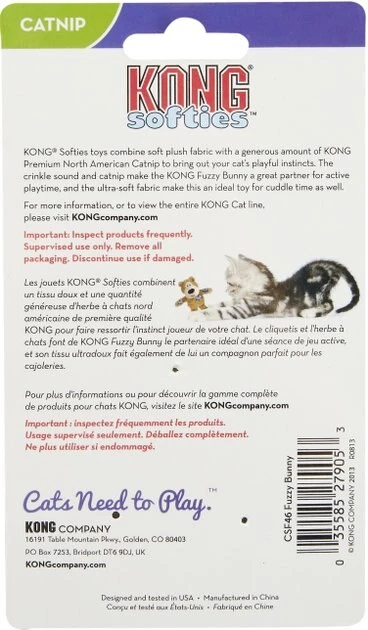 KONG Softies Fuzzy Bunny Cat Toy, Color Varies 7 KONG Softies Fuzzy Bunny Cat Toy, Color Varies - Image 5